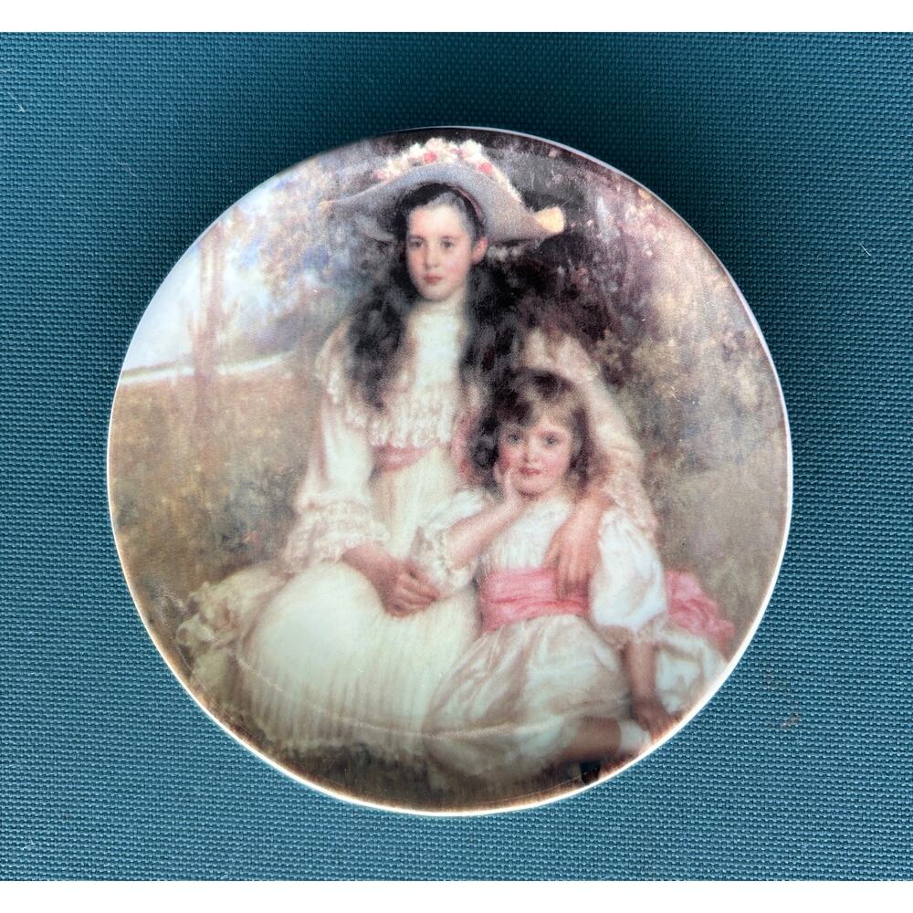 Victorian Masterwork Paintings on VTG SET of 4 Porcelain Collector Plates 4 Inch - Picture 5 of 7